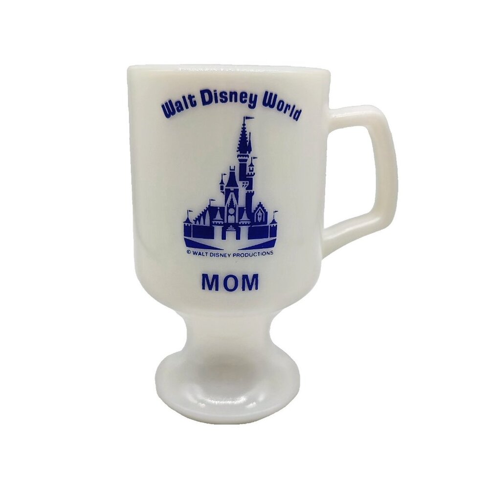 Vintage WDW Disney Milk Glass Pedestal Mug Cup Mom Gift Idea MCM Style
